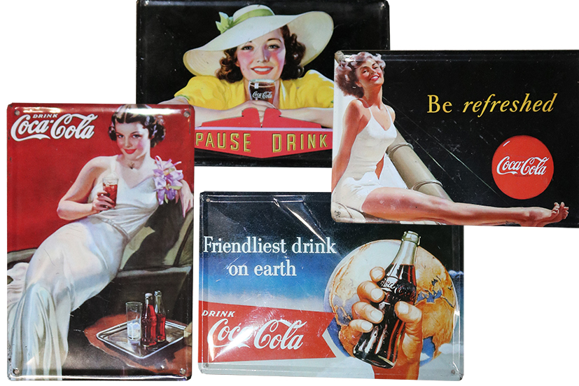 Dekoset Bar & Blechschilder "Coca-Cola" nostalgisch (10 Stk. 20 x 30 cm)